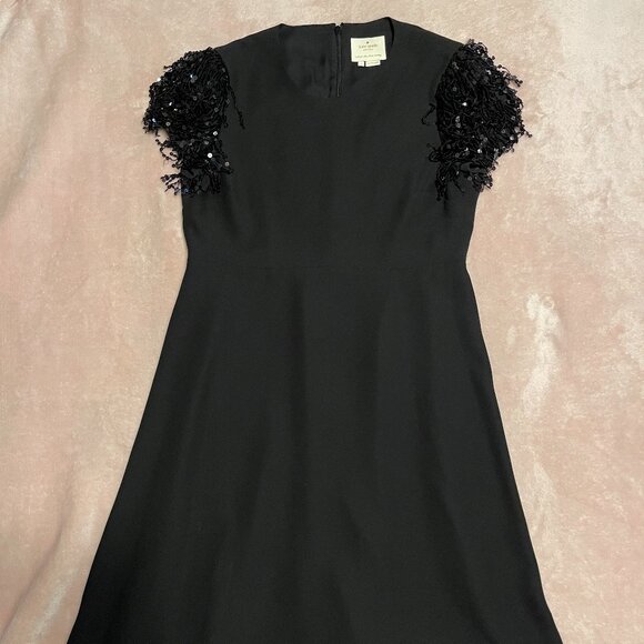 Kate Spade Black Sequin Fringe Swing Dress - Picture 1 of 6